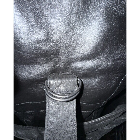 Genuine Leather Black Belted Vintage Jacket Faux Fur Collar Coat Women SZ Small - Picture 14 of 14